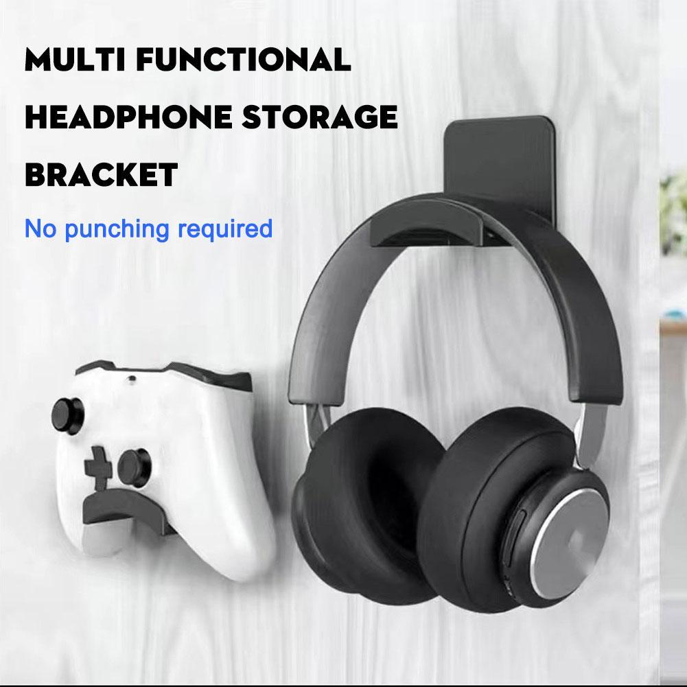 Gaming Setup Desk - Punch-Free Wall Mount Headphone Stand Universal