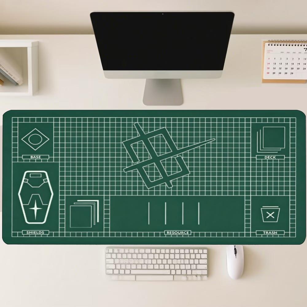 Desk Setup Workspace - Grid Cutting Mat Pattern Large Mouse