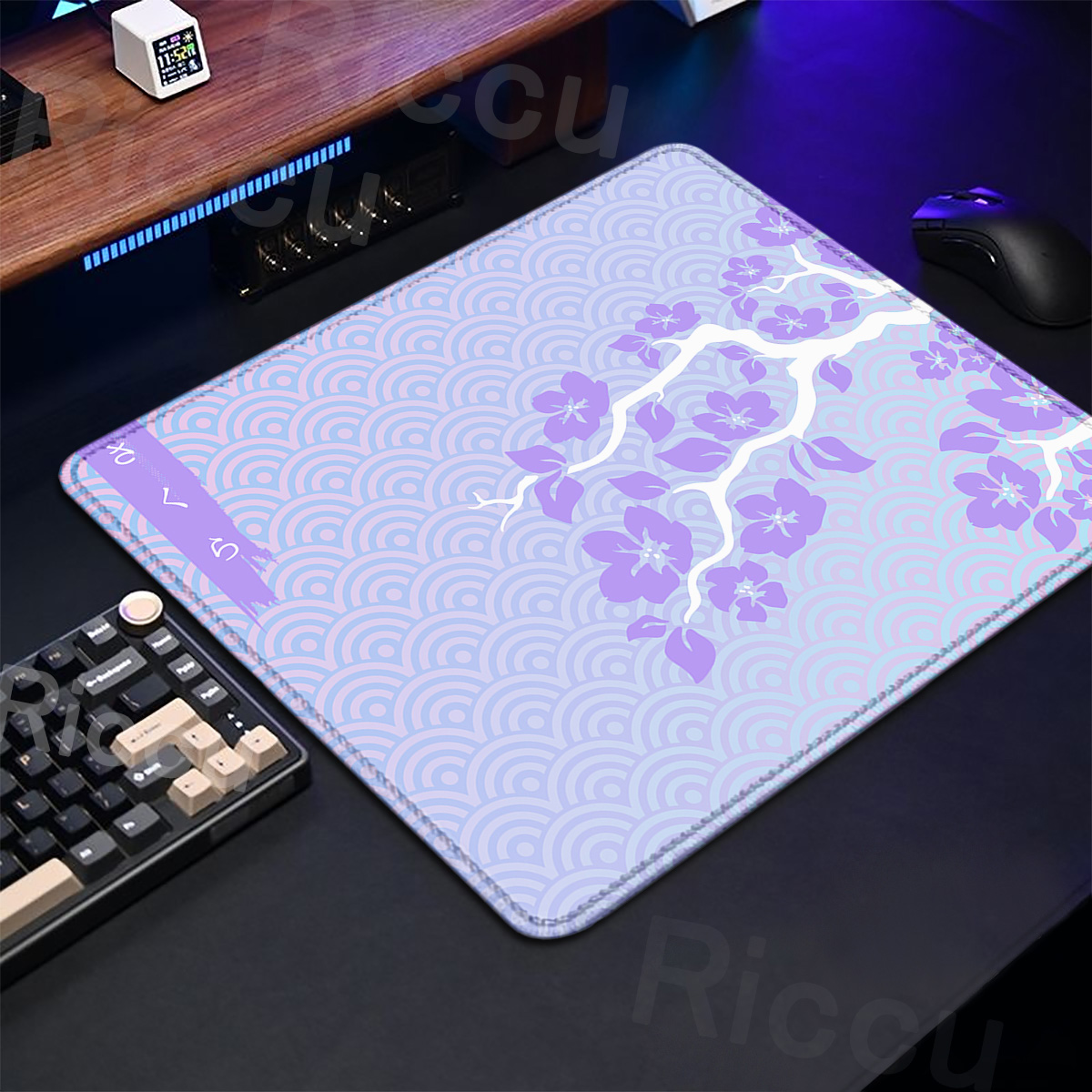 Purple Sakura Table Pad Gaming - Korean Desk Setup review and price