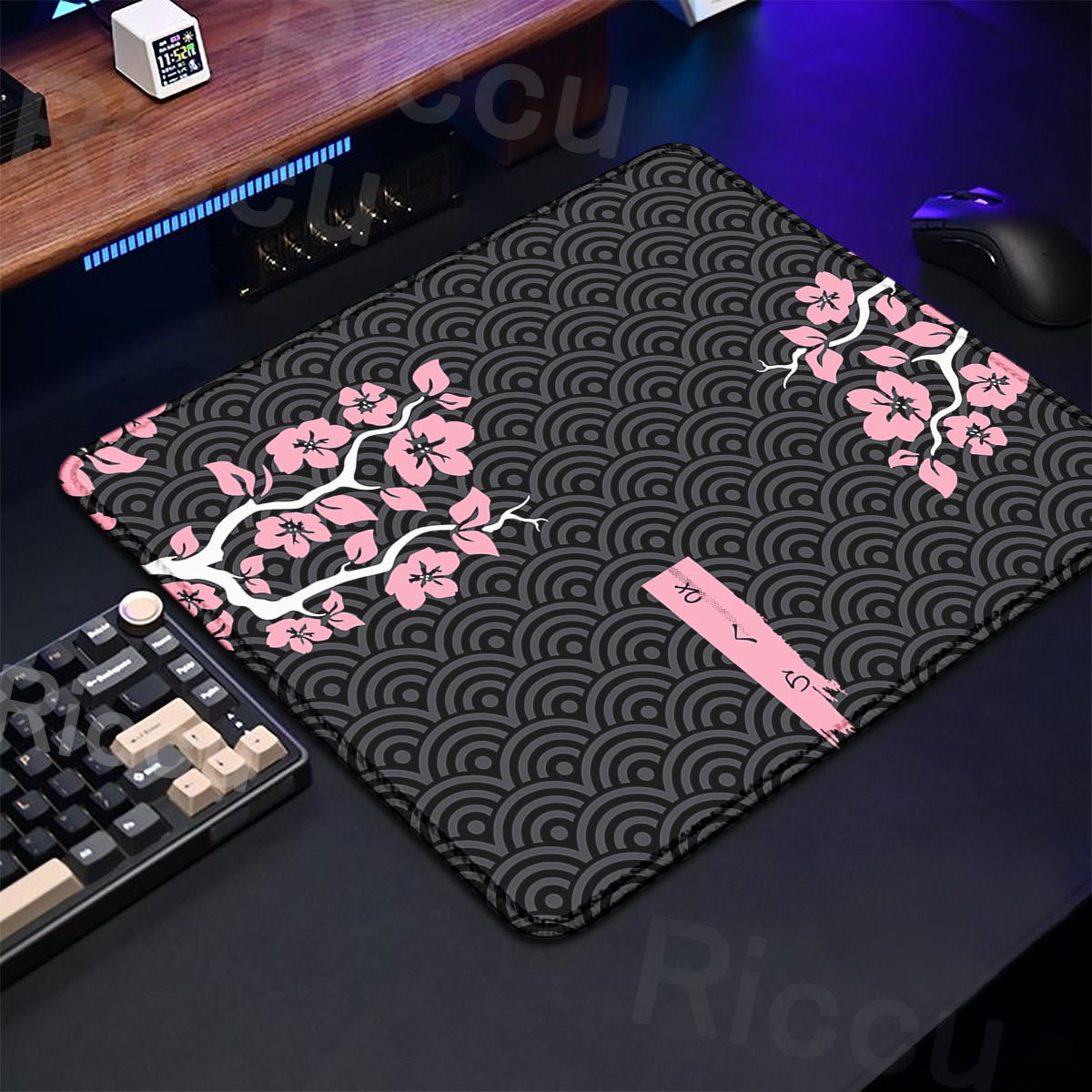 Purple Sakura Table Pad Gaming - Korean Desk Setup review and price