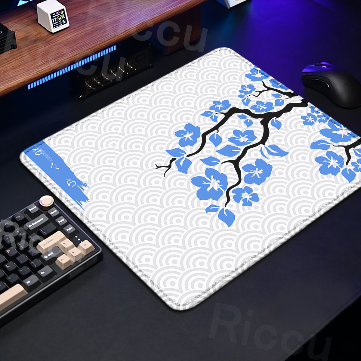 Purple Sakura Table Pad Gaming - Korean Desk Setup review and price
