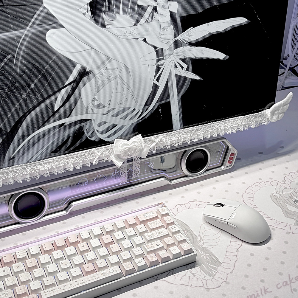 Kawaii White Lace Monitor Deco - Korean Desk Setup review and price