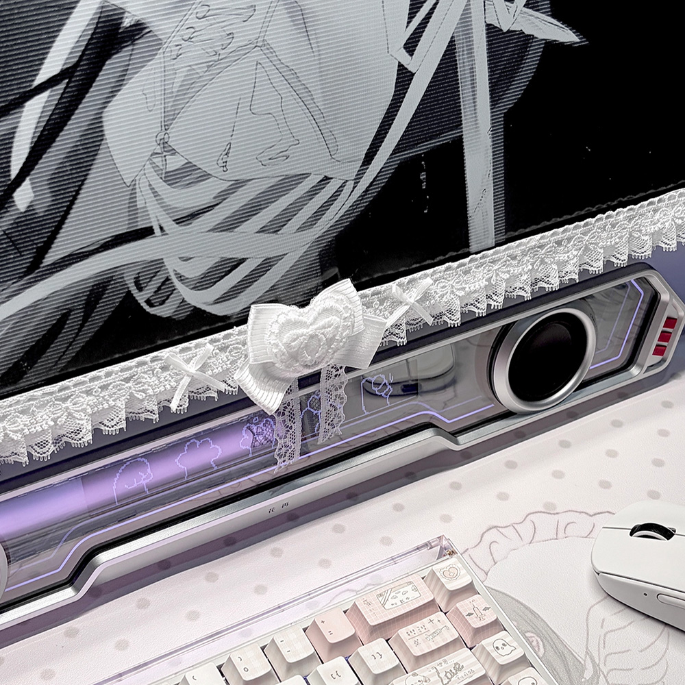 Kawaii White Lace Monitor Deco - Korean Desk Setup review and price
