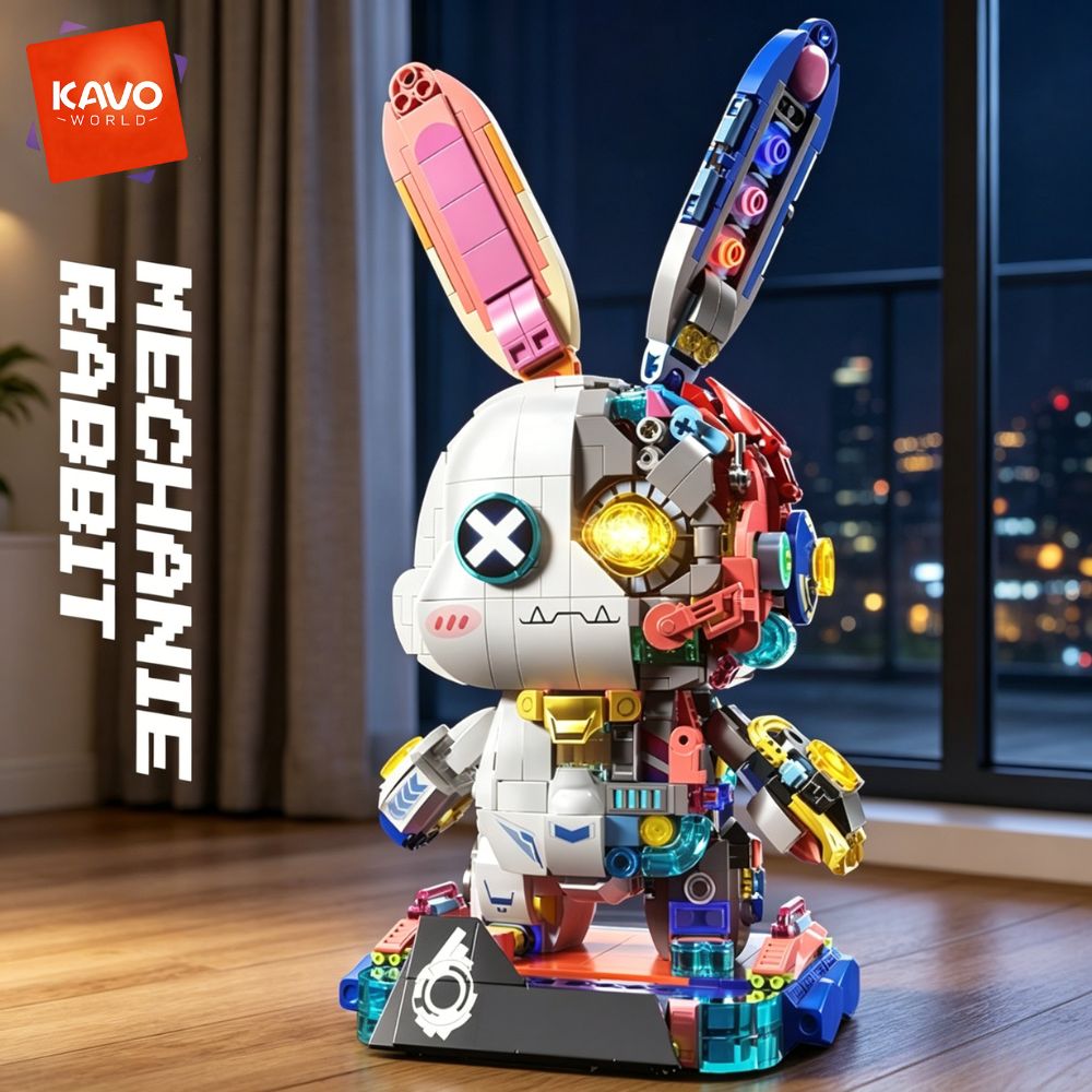 KAVOWORLD 1377PCS Robot Rabbit - Desk Setup Builder review and price