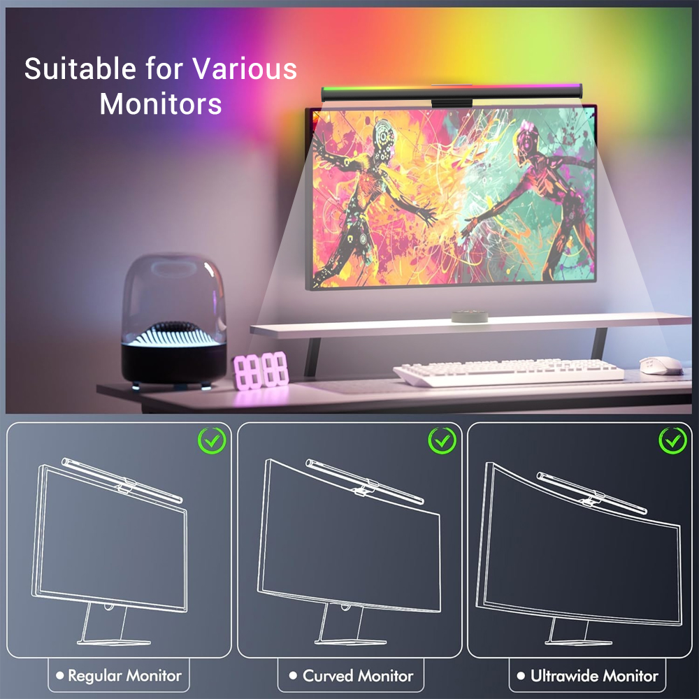 Wifi Computer Lightbar Monitor - Desk Setup Tech review and price