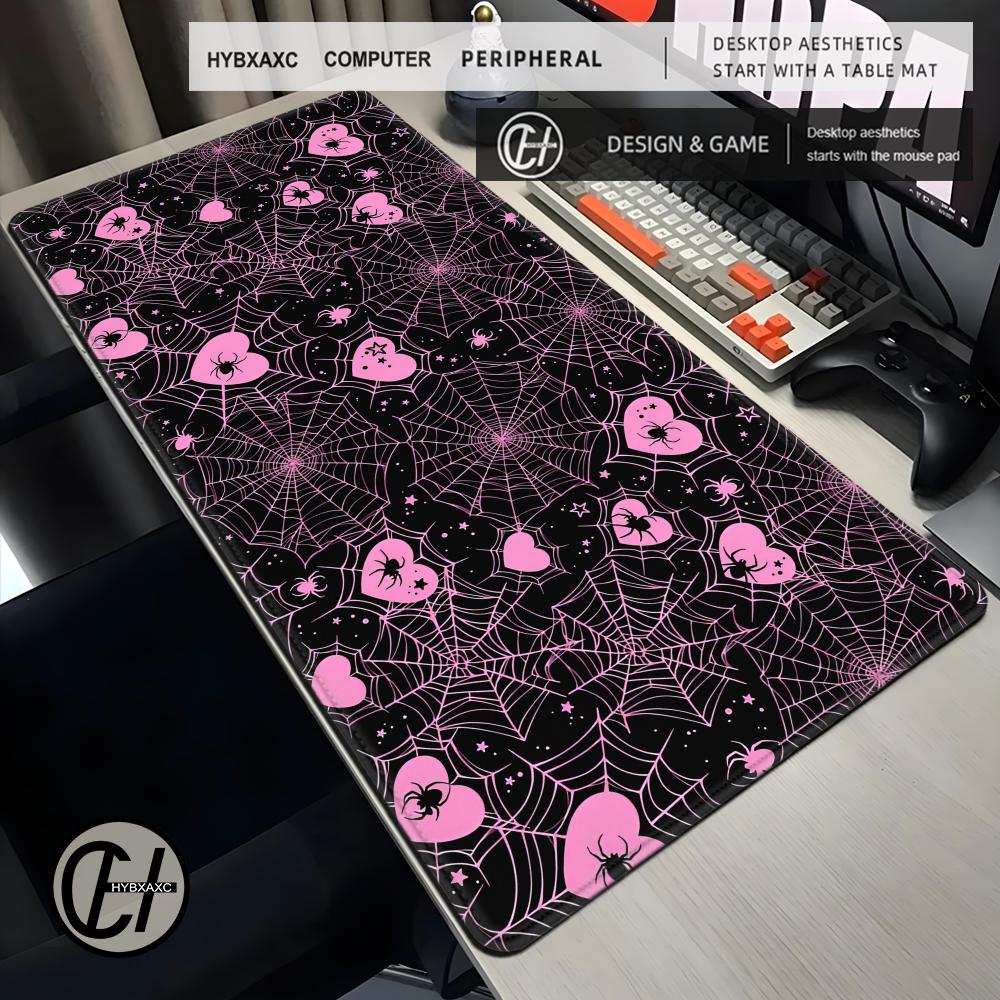 90x40 White or Pink Spiderweb  - Desk Setup Tech review and price