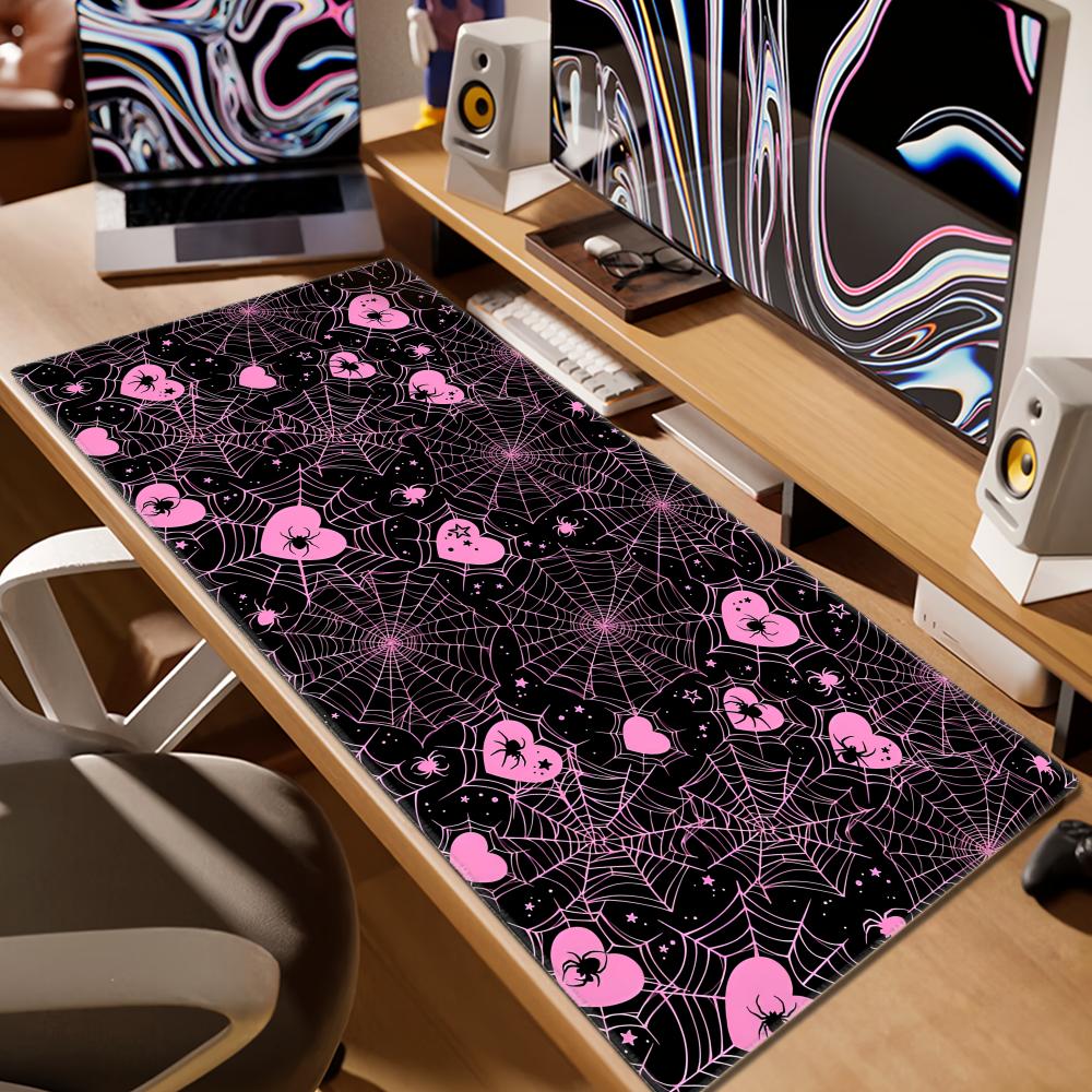 90x40 White or Pink Spiderweb  - Desk Setup Tech review and price