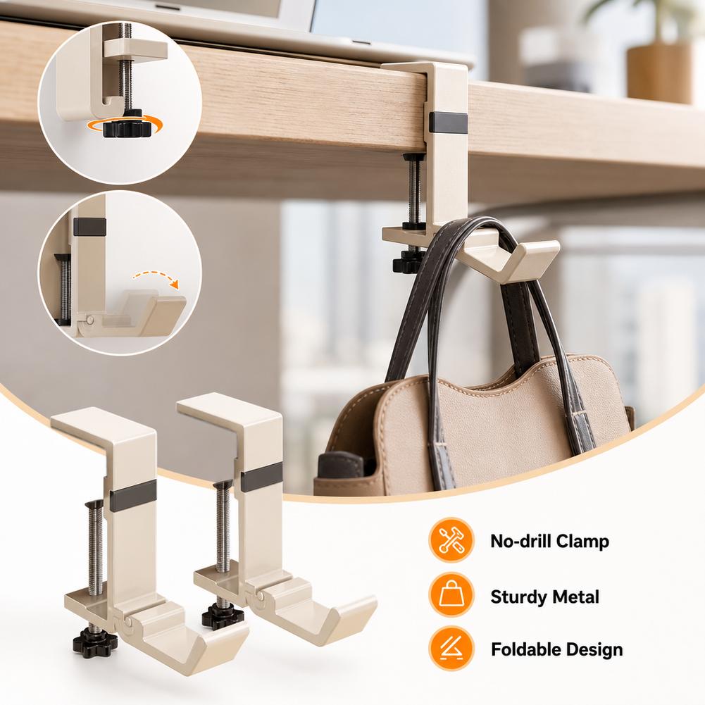 No Drill Foldable Desk Hook  C - Desk Setup Organizer review and price