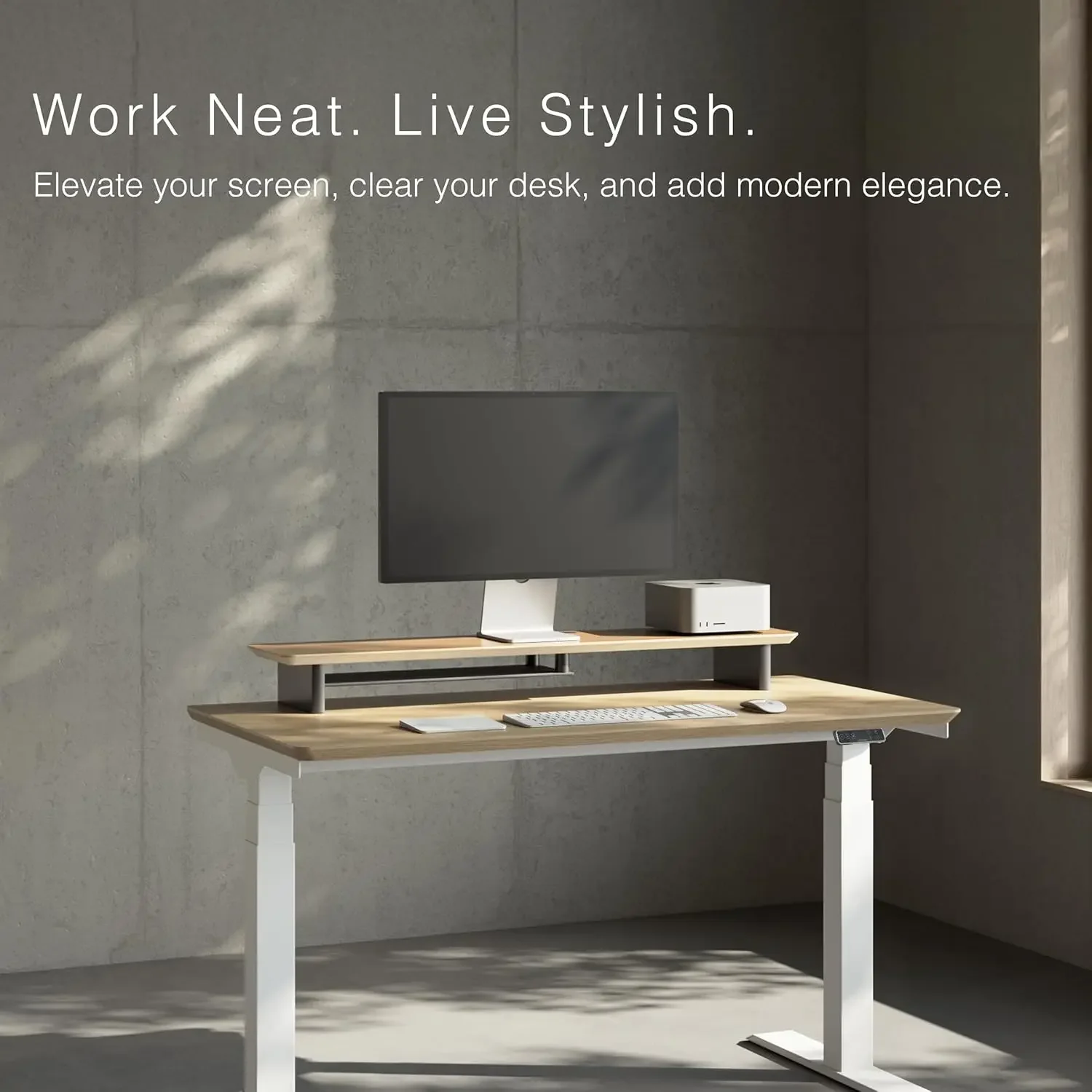 White Oak Dual‑Tier Ergonomic  - Desk Setup Workspace review and price