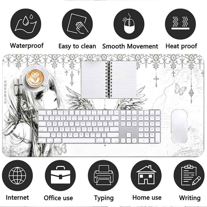 Leather Mousepad Black White A - Desk Setup Carpet review and price